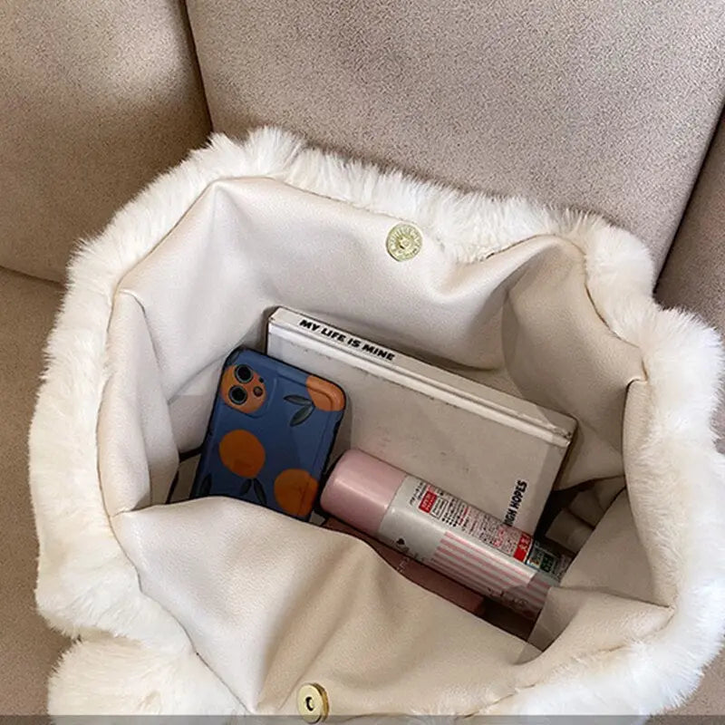 MunaWear - Bags - Liora - Stylish Plush Handbag With Ample Storage For Winter Outings - 