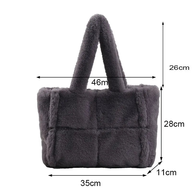 MunaWear - Bags - Liora - Stylish Plush Handbag With Ample Storage For Winter Outings - 