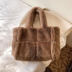 MunaWear - Bags - Liora - Stylish Plush Handbag With Ample Storage For Winter Outings - Brown