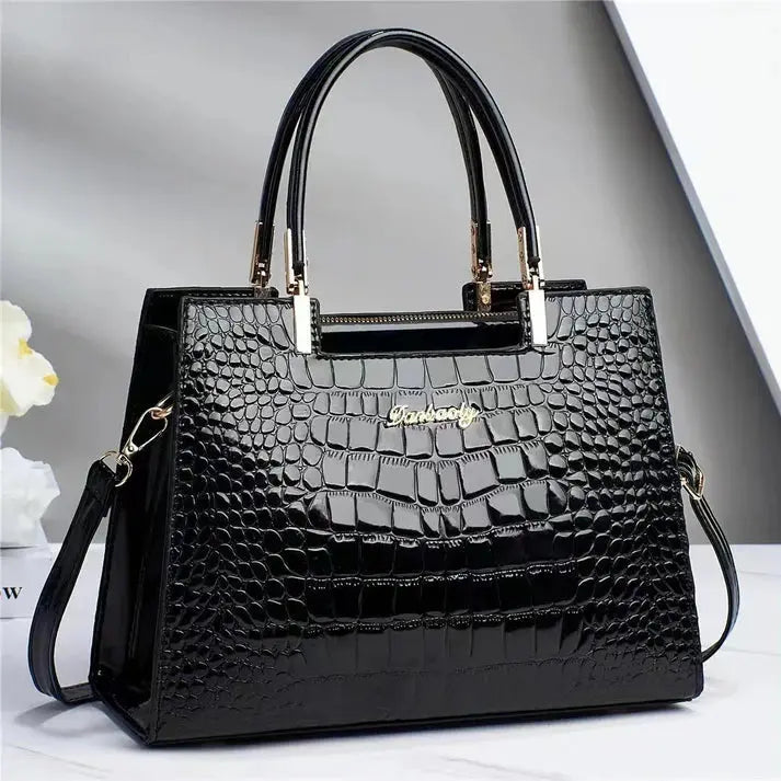 MunaWear - Bags - Liora - Stylish Women's Handbag With Glossy Finish For Casual And Formal Occasions - Black