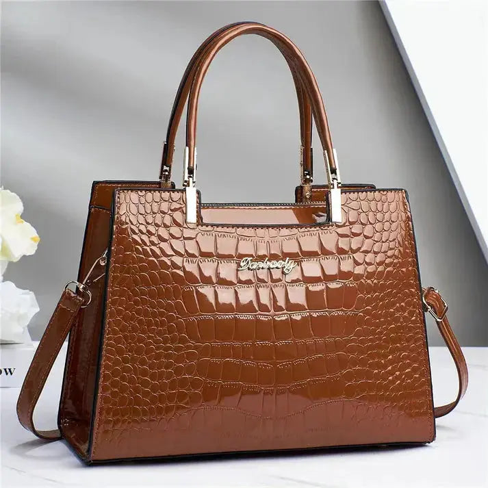 MunaWear - Bags - Liora - Stylish Women's Handbag With Glossy Finish For Casual And Formal Occasions - Brown