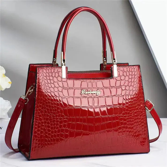 MunaWear - Bags - Liora - Stylish Women's Handbag With Glossy Finish For Casual And Formal Occasions - Red