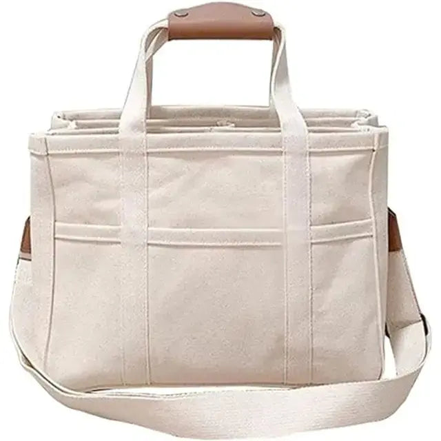 MunaWear - Bags - Liora - Versatile Canvas Handbag With Multiple Compartments For Everyday Use - Beige