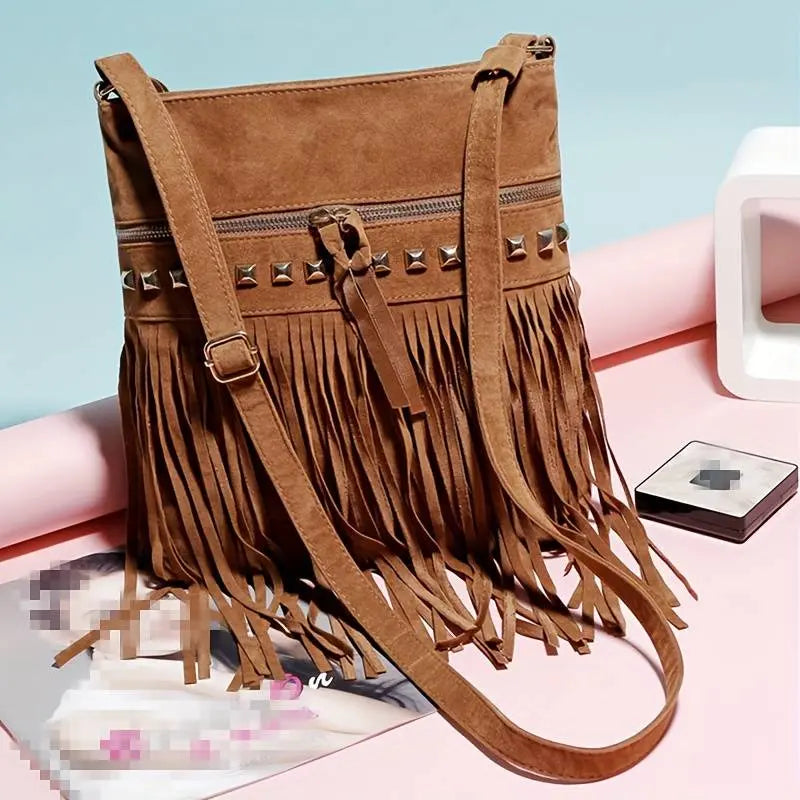 Liora - Vintage Fringed Shoulder Bag With Retro Bohemian Style 0