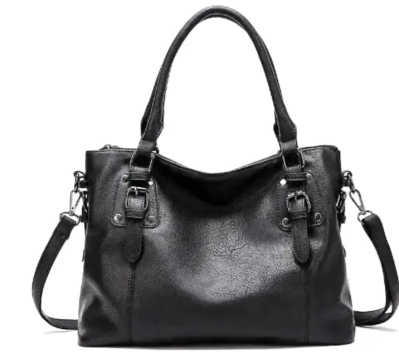 MunaWear - Bags - Liora - Vintage Large Capacity Handbag With Adjustable Shoulder Strap For Everyday Elegance - Black / 35cm x 13cm x 25cm