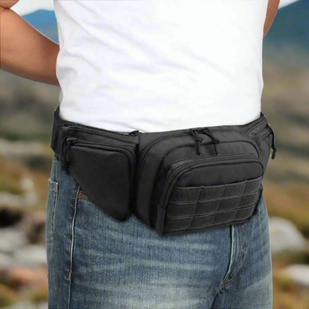 MunaWear - Bags - Maverick Tactical Fanny Pack – Waterproof Nylon – Adjustable Strap – Black – Spacious Design for Outdoor Adventures - 