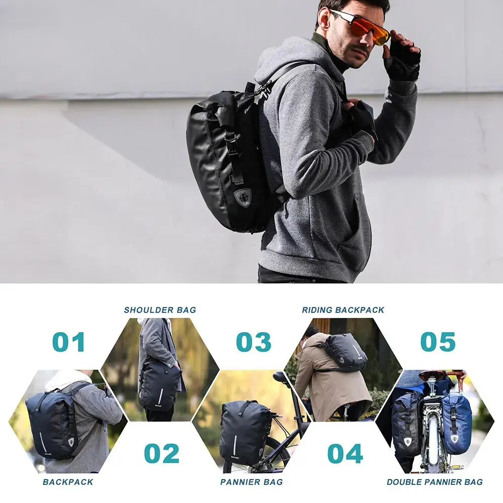 Mia – 20L Waterproof Bike Pannier Bag, Versatile Cycling Backpack & Shoulder Bag Design 2