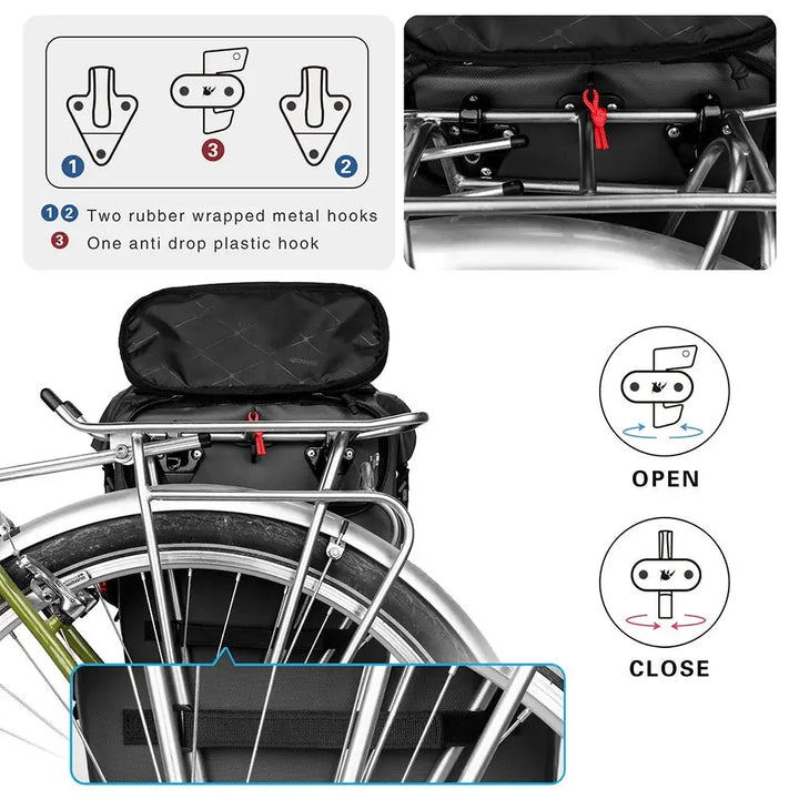 Mia – 20L Waterproof Bike Pannier Bag, Versatile Cycling Backpack & Shoulder Bag Design 3