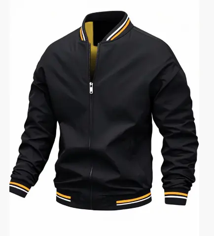 MunaWear - Bomber Jackets - Caden - Lightweight Men's Bomber Jacket With Ribbed Trim For Casual Street Style - 