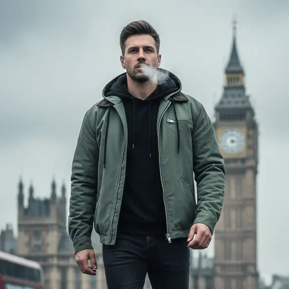 MunaWear - Bomber Jackets - Caden - Rugged Men's Jacket With Hooded Design For Casual Outings And Everyday Wear - 