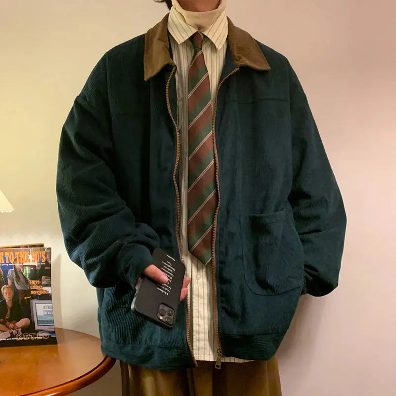 Caden - Vintage Men’s Bomber Jacket With Zipper Closure For Autumn Style 0