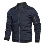 MunaWear - Bomber Jackets - Caden – Classic Men's Bomber Jacket With Zipper For Effortless Style - Blue / 3XL