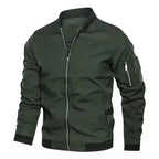 MunaWear - Bomber Jackets - Caden – Classic Men's Bomber Jacket With Zipper For Effortless Style - Green / 3XL
