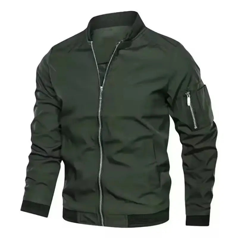 MunaWear - Bomber Jackets - Caden – Classic Men's Bomber Jacket With Zipper For Effortless Style - Green / 3XL