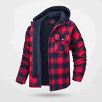 Caden – Stylish Men's Hooded Bomber Jacket With Checkered Pattern For Winter Warmth 3