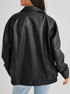 Liora - Oversized Black Leather Bomber Jacket With Zipper Front For Effortless Street Style 2