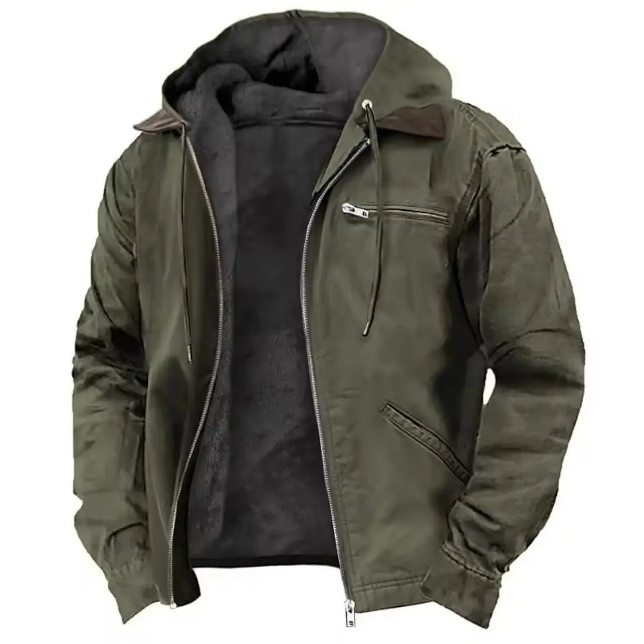 MunaWear - Bomber Jackets - Vornex - Rugged Men's Jacket With Hooded Design For Casual Outings And Everyday Wear - 