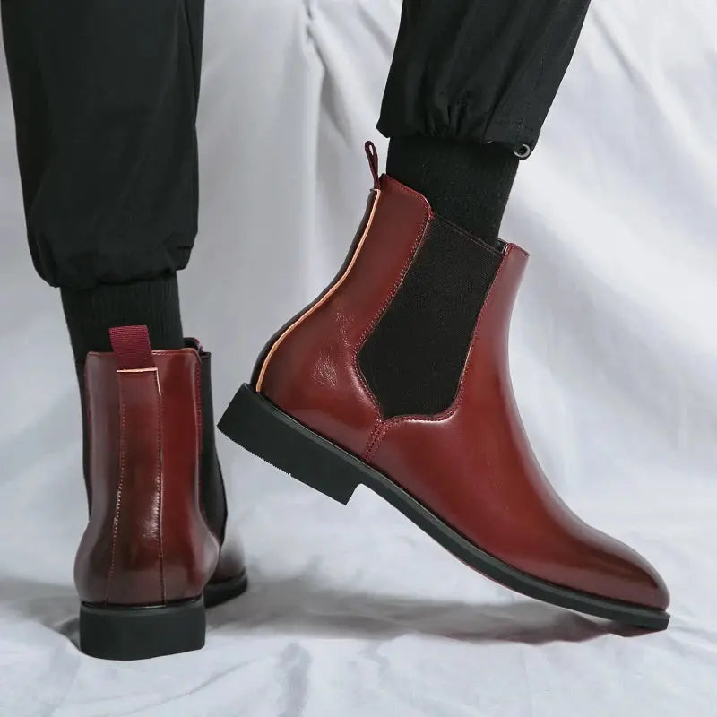 Caden - Classic Men's Chelsea Boots With Polished Finish And Red Sole For Everyday Style 1