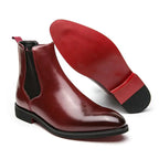 Caden - Classic Men's Chelsea Boots With Polished Finish And Red Sole For Everyday Style 5