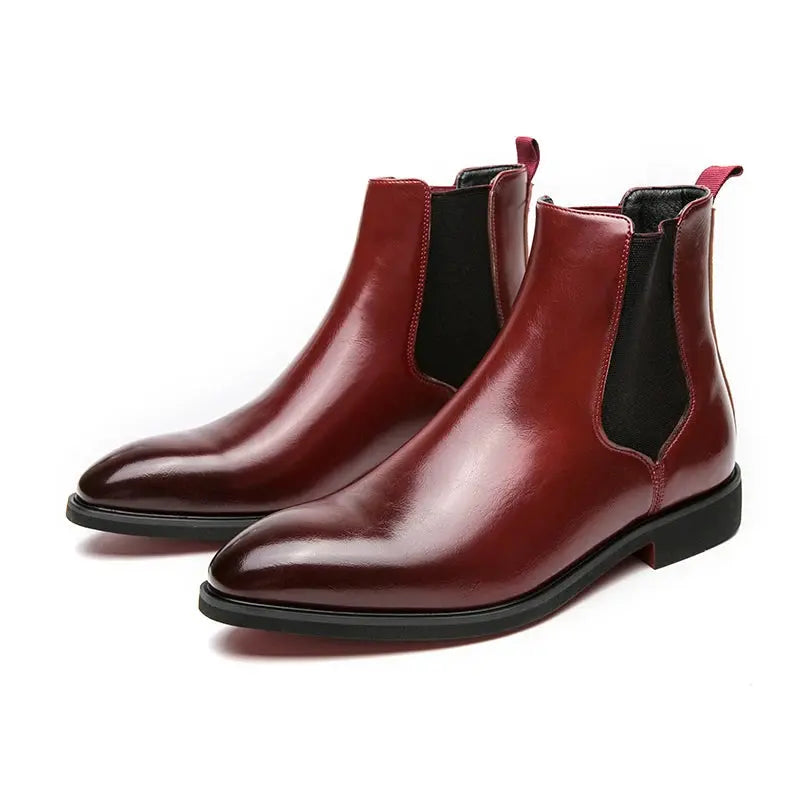 Caden - Classic Men's Chelsea Boots With Polished Finish And Red Sole For Everyday Style 6