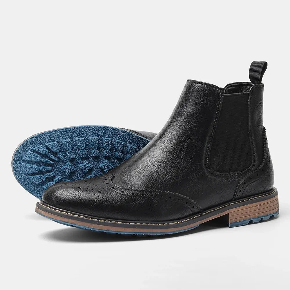 Caden - Classic Men's Chelsea Boots with Brogue Detailing for Smart-Casual Wear 0
