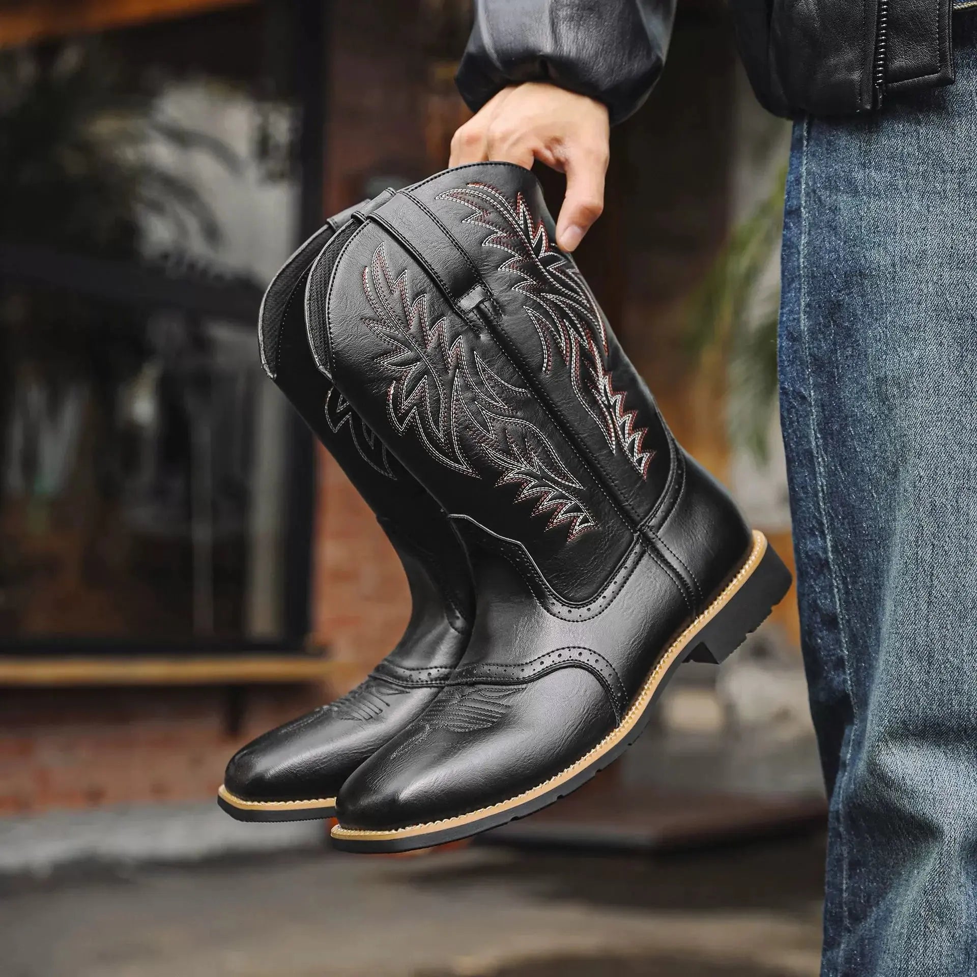 Caden - Classic Men's Cowboy Boots With Square Toe Design For Everyday Wear 0