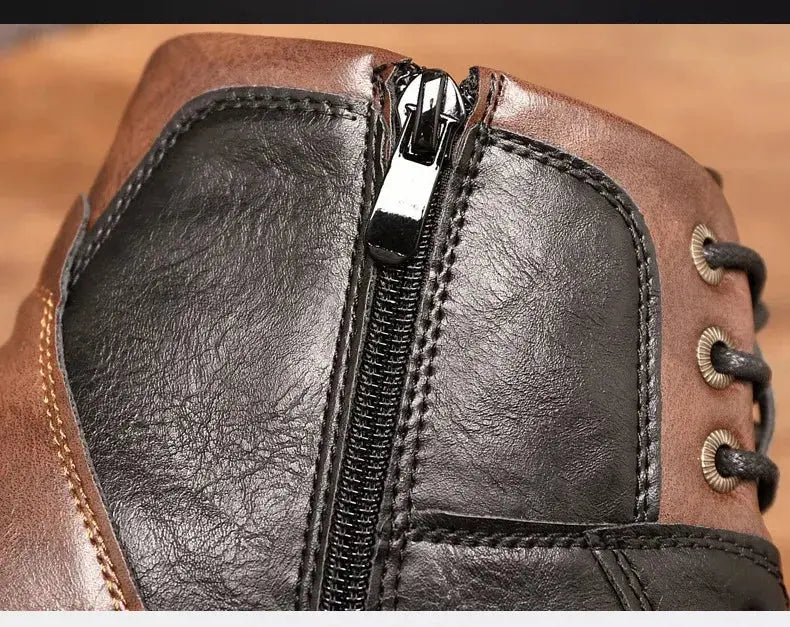 Caden - Rugged Men's Lace-Up Ankle Boots with Side Zipper for Everyday Wear 5