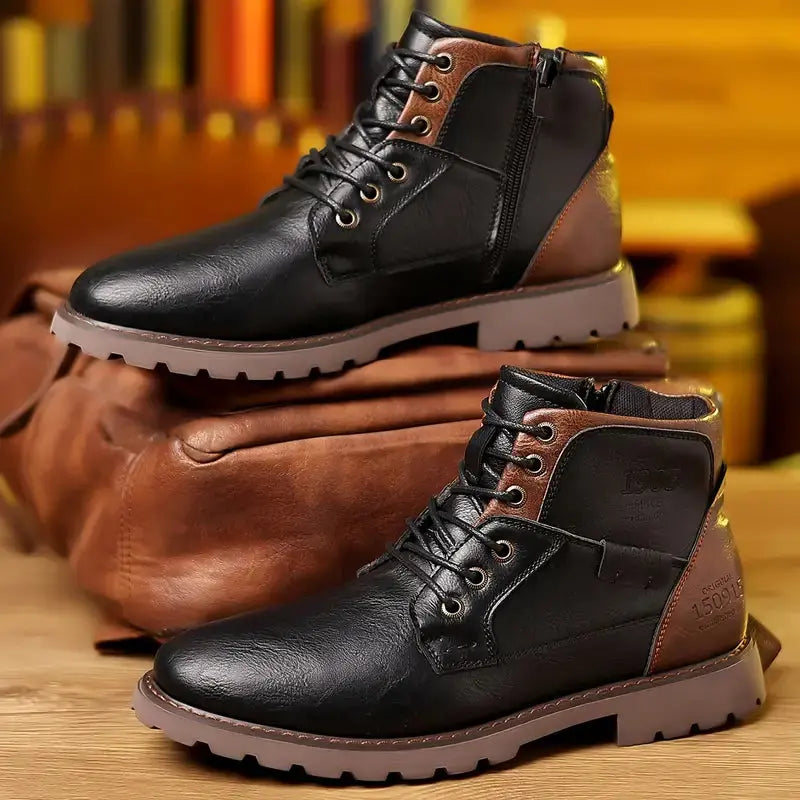 Caden - Rugged Men's Lace-Up Ankle Boots with Side Zipper for Everyday Wear 3