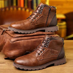 Caden - Rugged Men's Lace-Up Ankle Boots with Side Zipper for Everyday Wear 0
