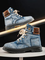 Caden - Rugged Men's Lace-Up Denim Boots With Casual Street Style For Everyday Wear 2