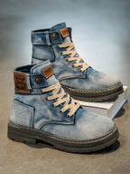 Caden - Rugged Men's Lace-Up Denim Boots With Casual Street Style For Everyday Wear 3