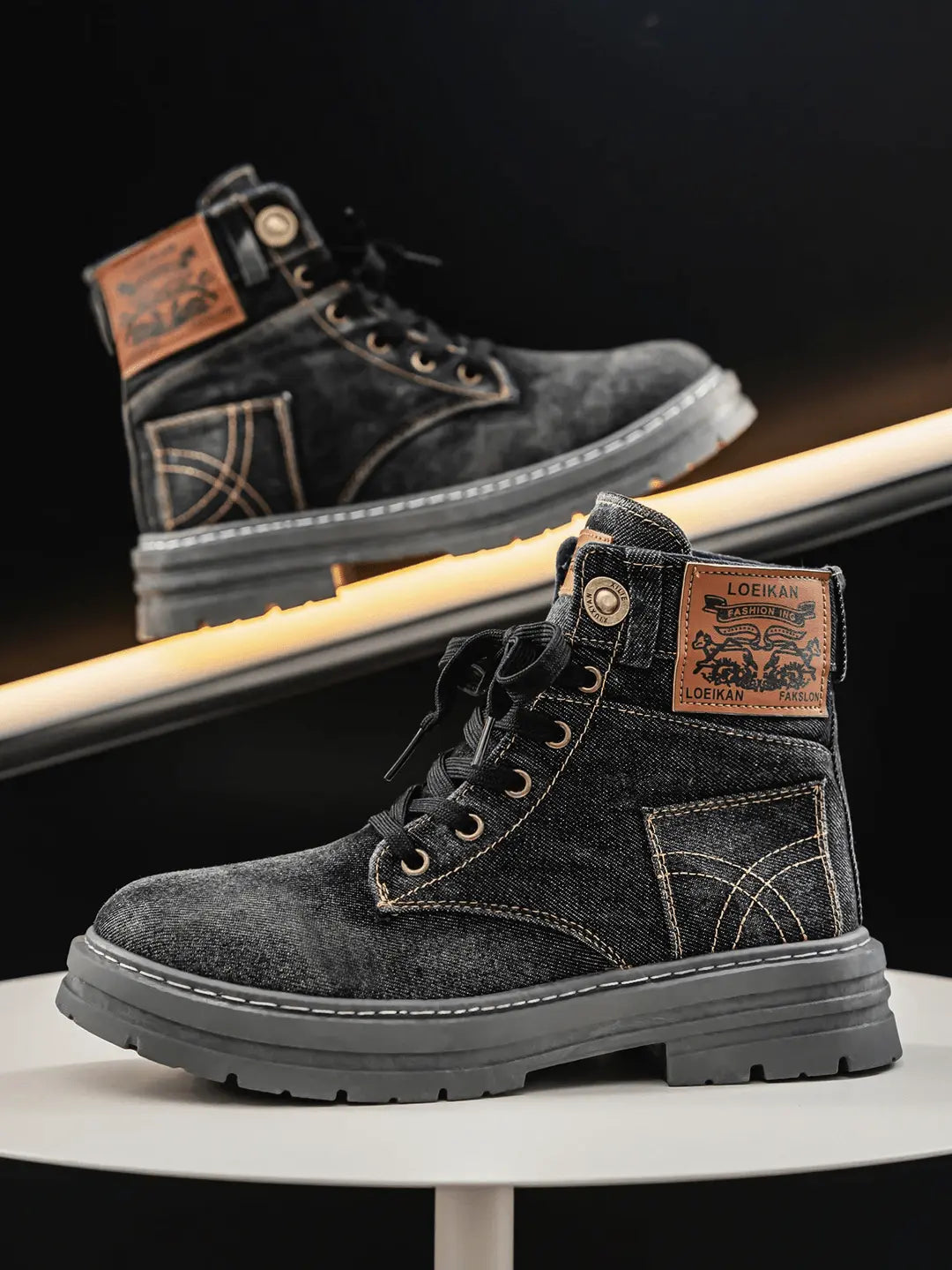 Caden - Rugged Men's Lace-Up Denim Boots With Casual Street Style For Everyday Wear 4