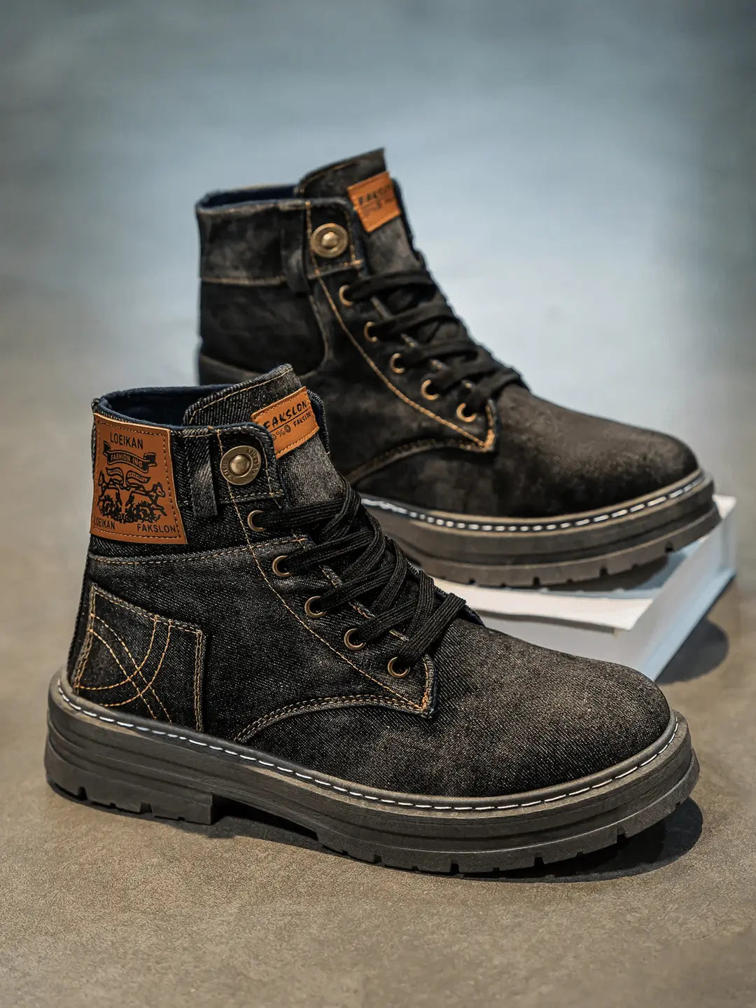 Caden - Rugged Men's Lace-Up Denim Boots With Casual Street Style For Everyday Wear 5