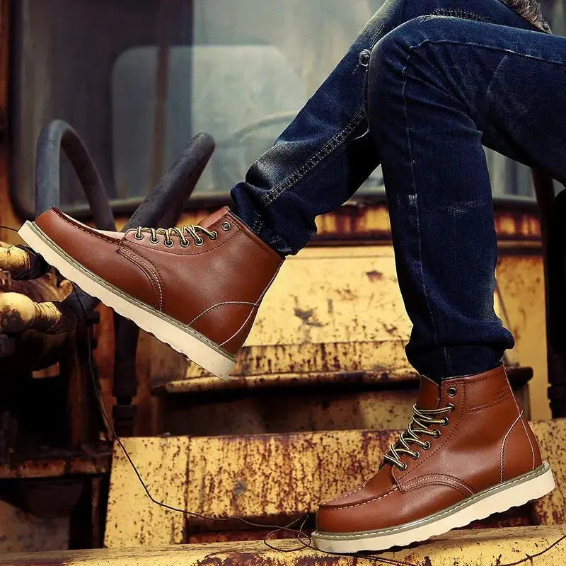 Caden - Rugged Men's Lace-Up Moc Toe Boots With Street Style For Everyday Wear 3