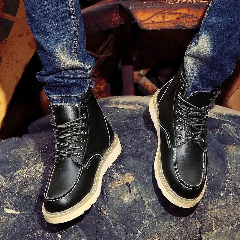 Caden - Rugged Men's Lace-Up Moc Toe Boots With Street Style For Everyday Wear 0