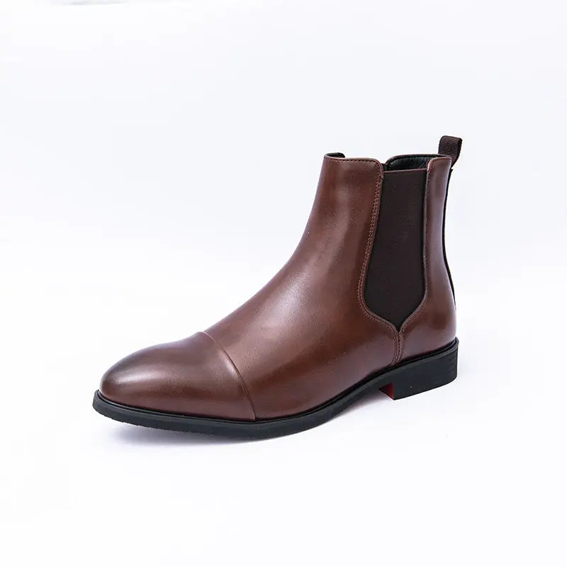 MunaWear - Boots - Caden - Sleek Men's Chelsea Ankle Boots With Cap Toe For Versatile Style - Brown / 47