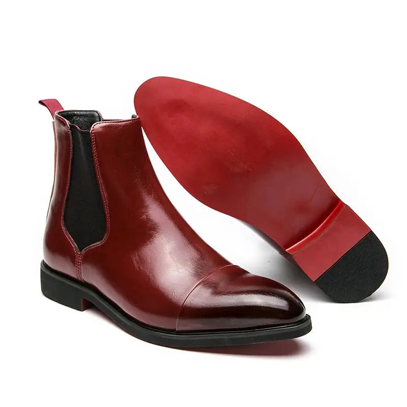 MunaWear - Boots - Caden - Sleek Men's Chelsea Ankle Boots With Cap Toe For Versatile Style - Red / 47