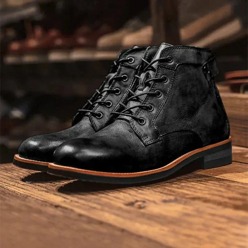 Caden - Vintage Men's Leather Ankle Boots With Rugged Design For Office And Casual Wear 2