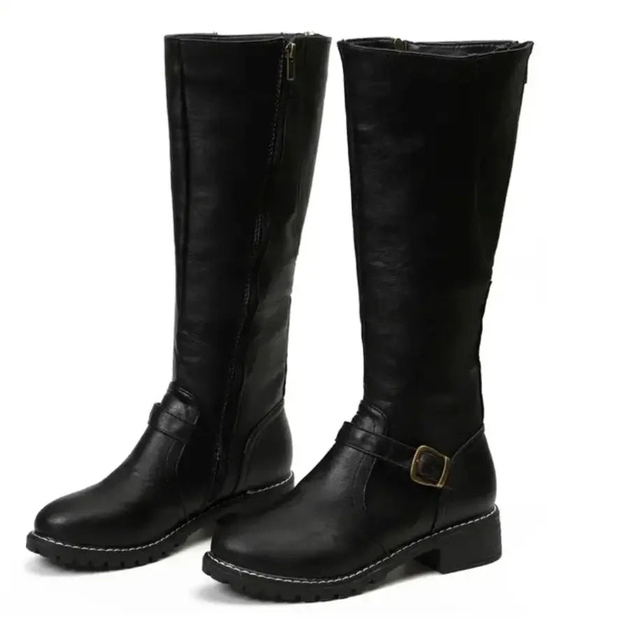 Liora - Elegant Women's Knee High Boots With Buckle Strap For Casual And Semi-Formal Wear 7