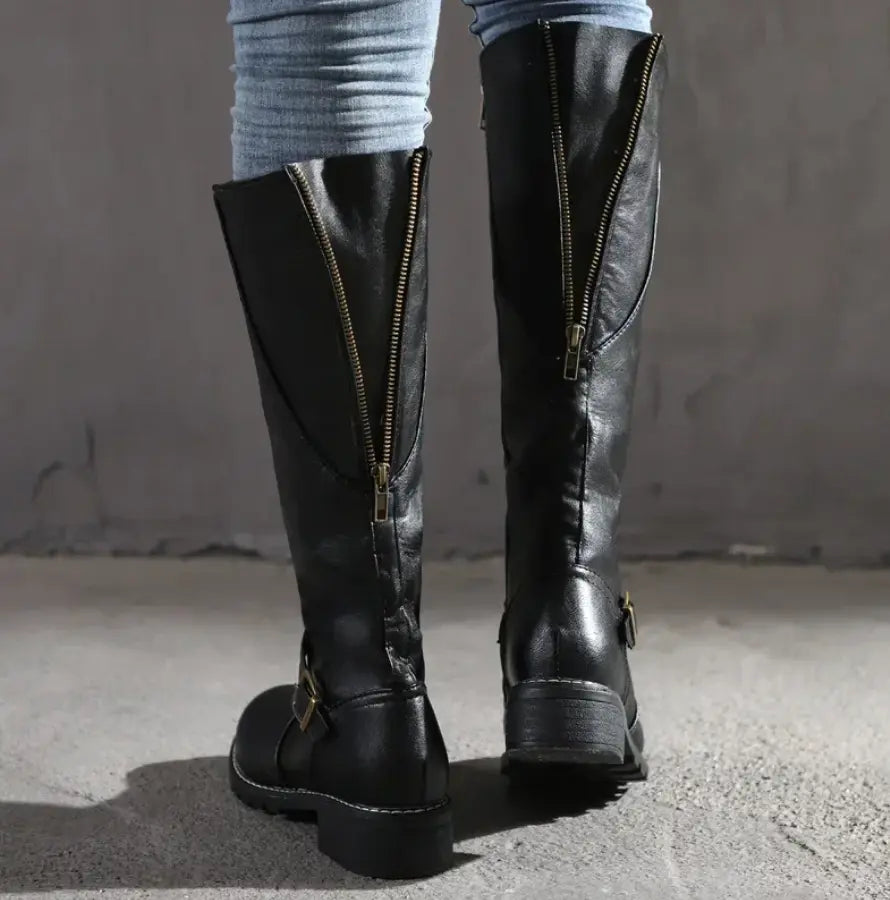 Liora - Elegant Women's Knee High Boots With Buckle Strap For Casual And Semi-Formal Wear 4