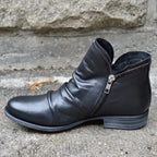 Liora - Stylish Black Ankle Boots With Low Heel And Ruched Detailing For Everyday Wear 0