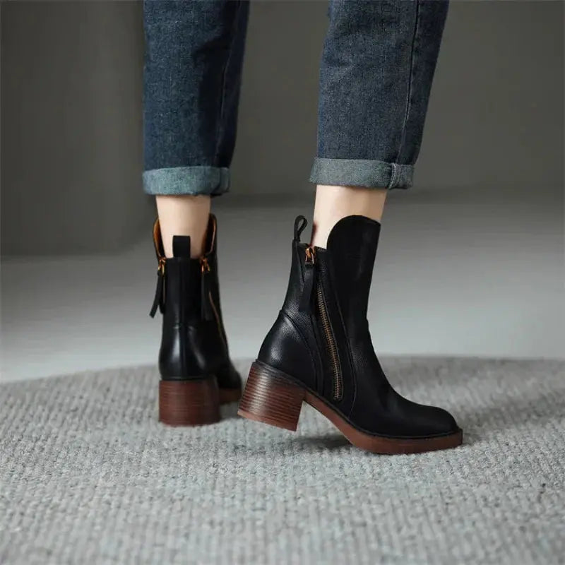 Liora - Stylish Black Ankle Boots With Zip Closure And Block Heel For Everyday Wear 2