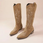 Liora - Stylish Knee High Cowgirl Boots With Embroidered Design For Casual Outings 4