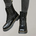 Liora - Stylish Women's Black Lace-Up Combat Boots With Durable Sole For Everyday Wear 5