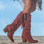 Liora - Stylish Women's Knee High Cowboy Boots with Fringe and Block Heel for Everyday Wear 0