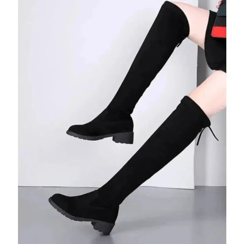 Liora - Stylish Women's Lace-Up Over The Knee Boots With Chunky Heels For Winter Fashion 2