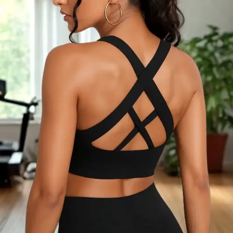 MunaWear Bras Aurora - Ladies Sports Bra with Cross Straps and Removable Padding