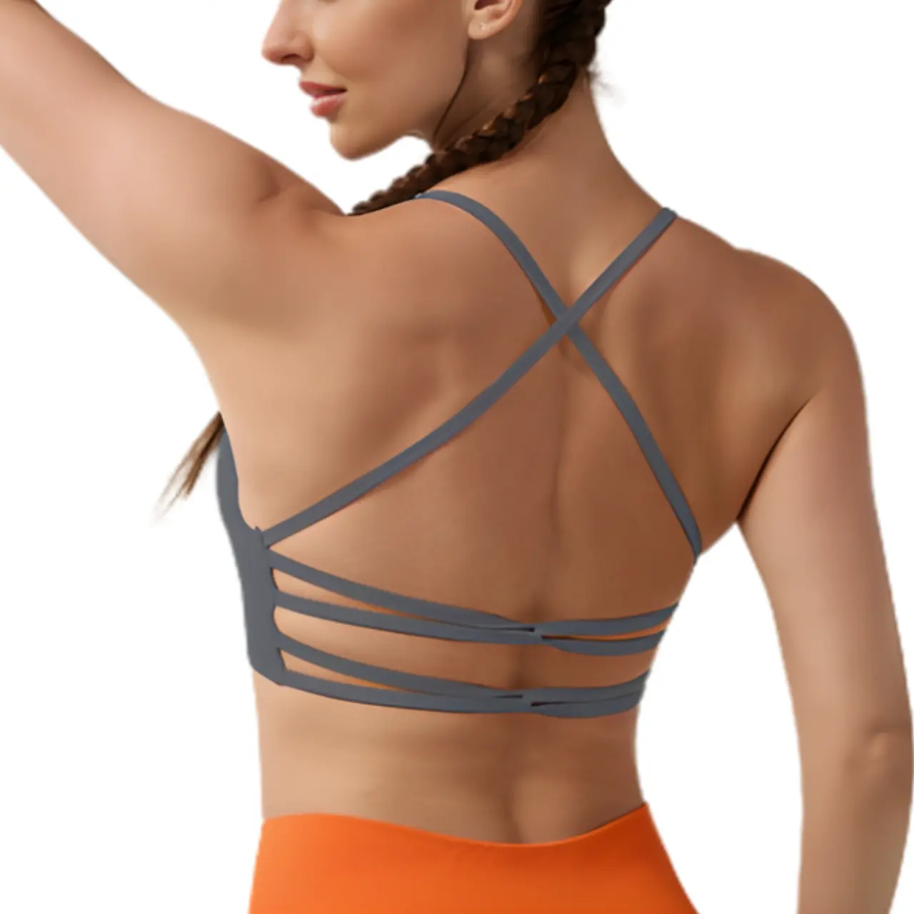 MunaWear - Bras - Celina – High Support Seamless Sports Bra with Crossed Back Straps and Removable Pads for Ultimate Comfort - 
