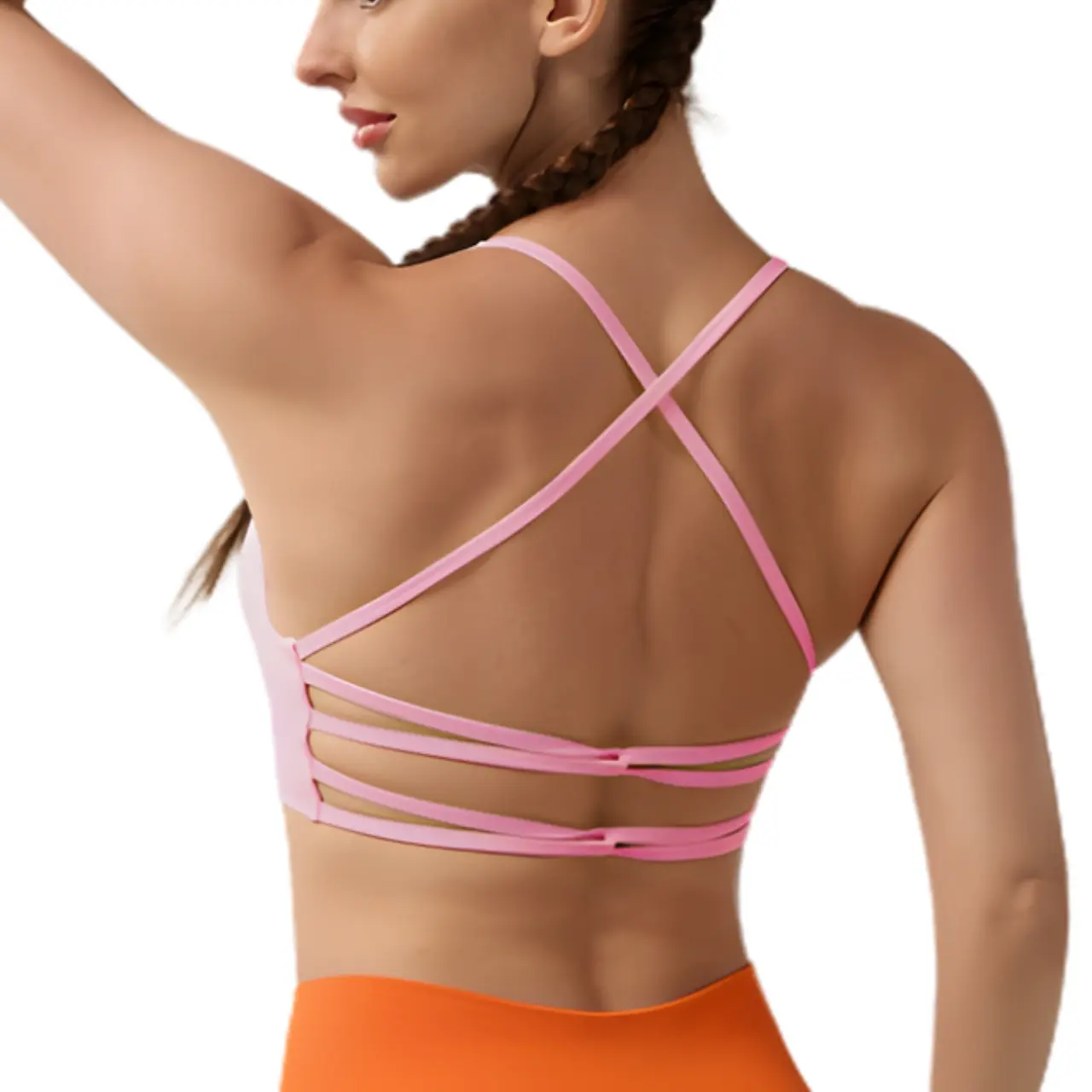MunaWear - Bras - Celina – High Support Seamless Sports Bra with Crossed Back Straps and Removable Pads for Ultimate Comfort - 