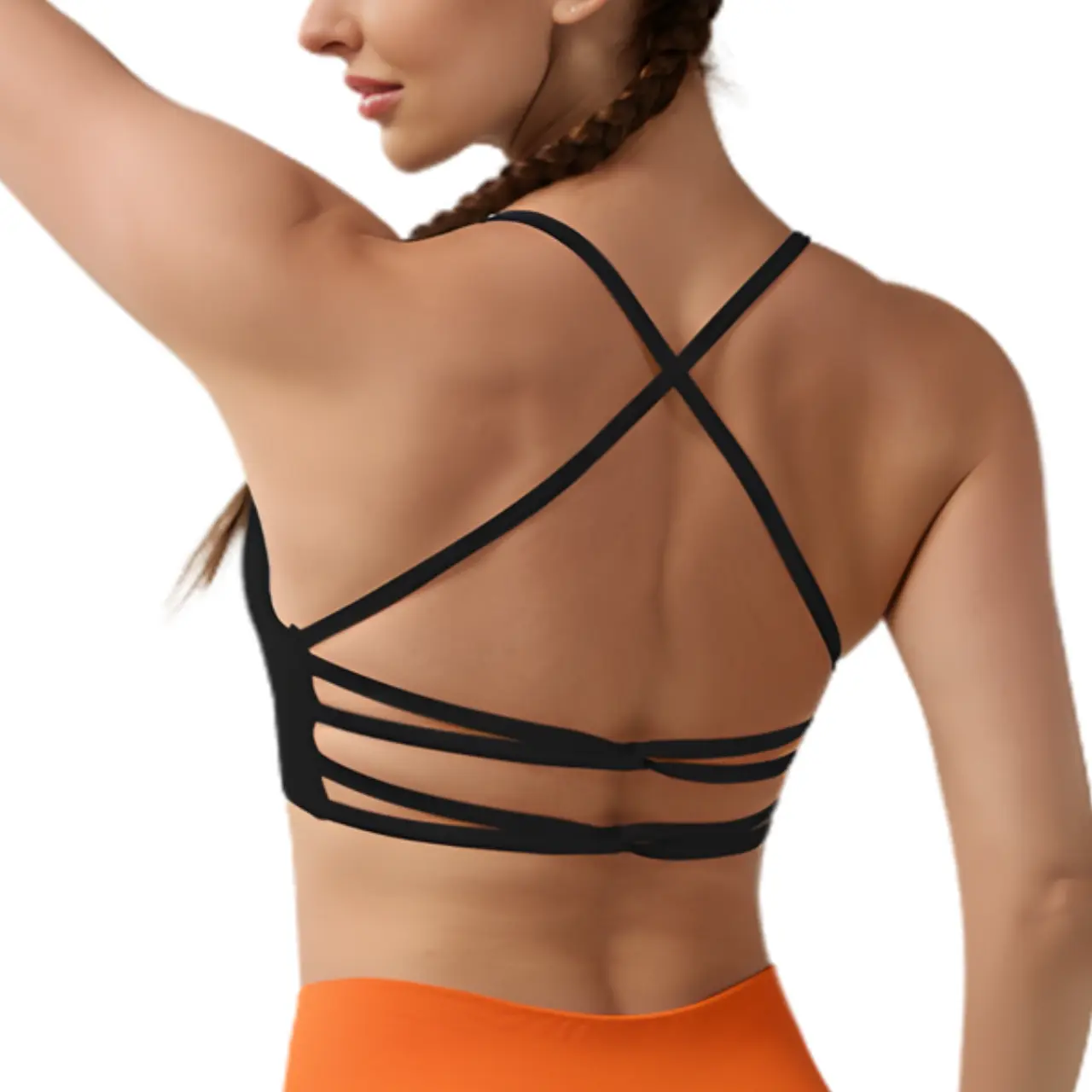 MunaWear - Bras - Celina – High Support Seamless Sports Bra with Crossed Back Straps and Removable Pads for Ultimate Comfort - 